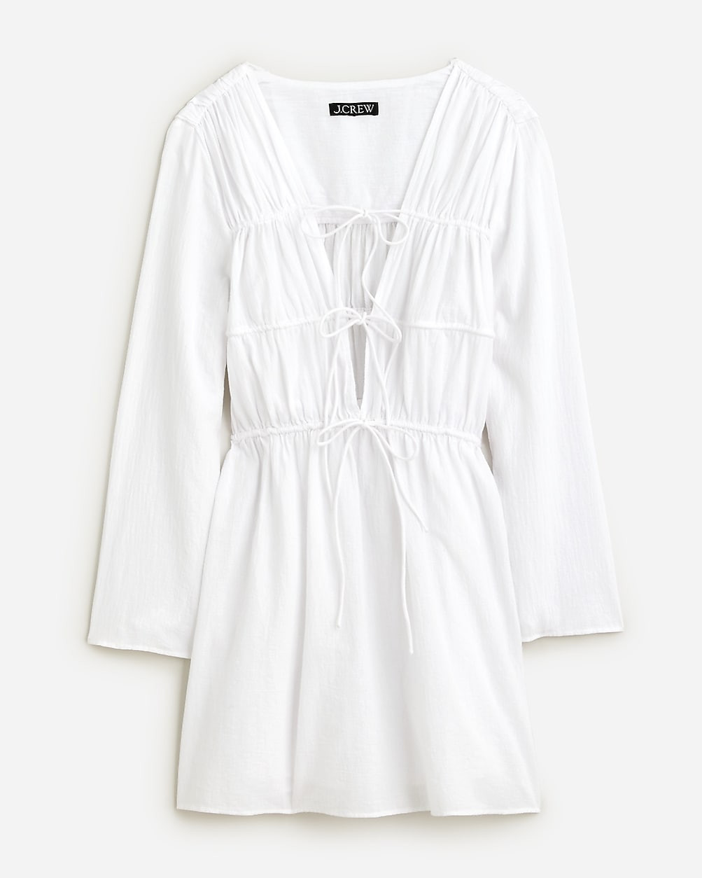 Tiered tie-front dress in beach cotton | J. Crew US