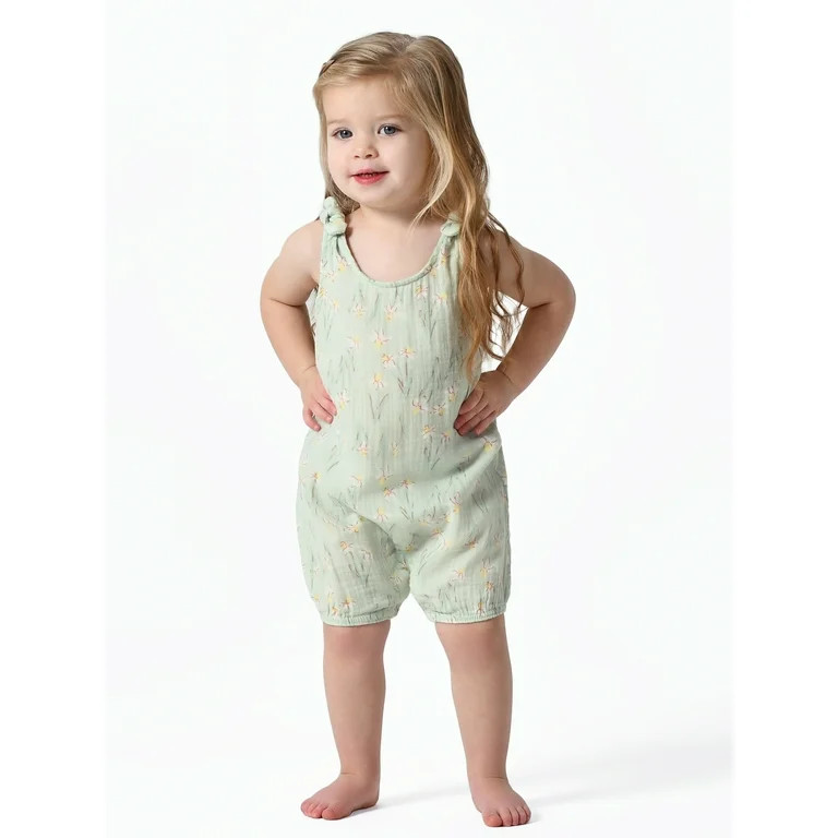 Modern Moments by Gerber Baby Girl Gauze Romper, Sizes 0/3M-24M | Walmart (US)
