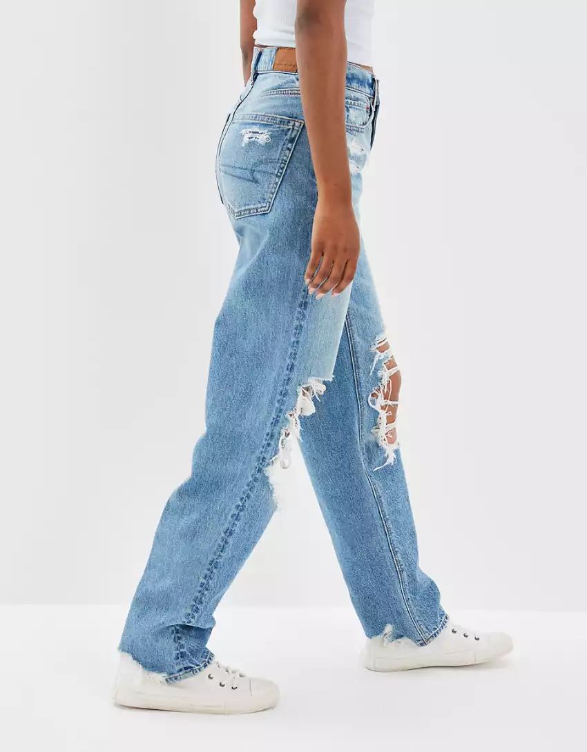 AE Strigid Ripped Highest Waist Baggy Straight Jean | American Eagle Outfitters (US & CA)