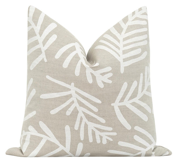 Tiah Cove Natural Floral Throw Pillow | Land of Pillows