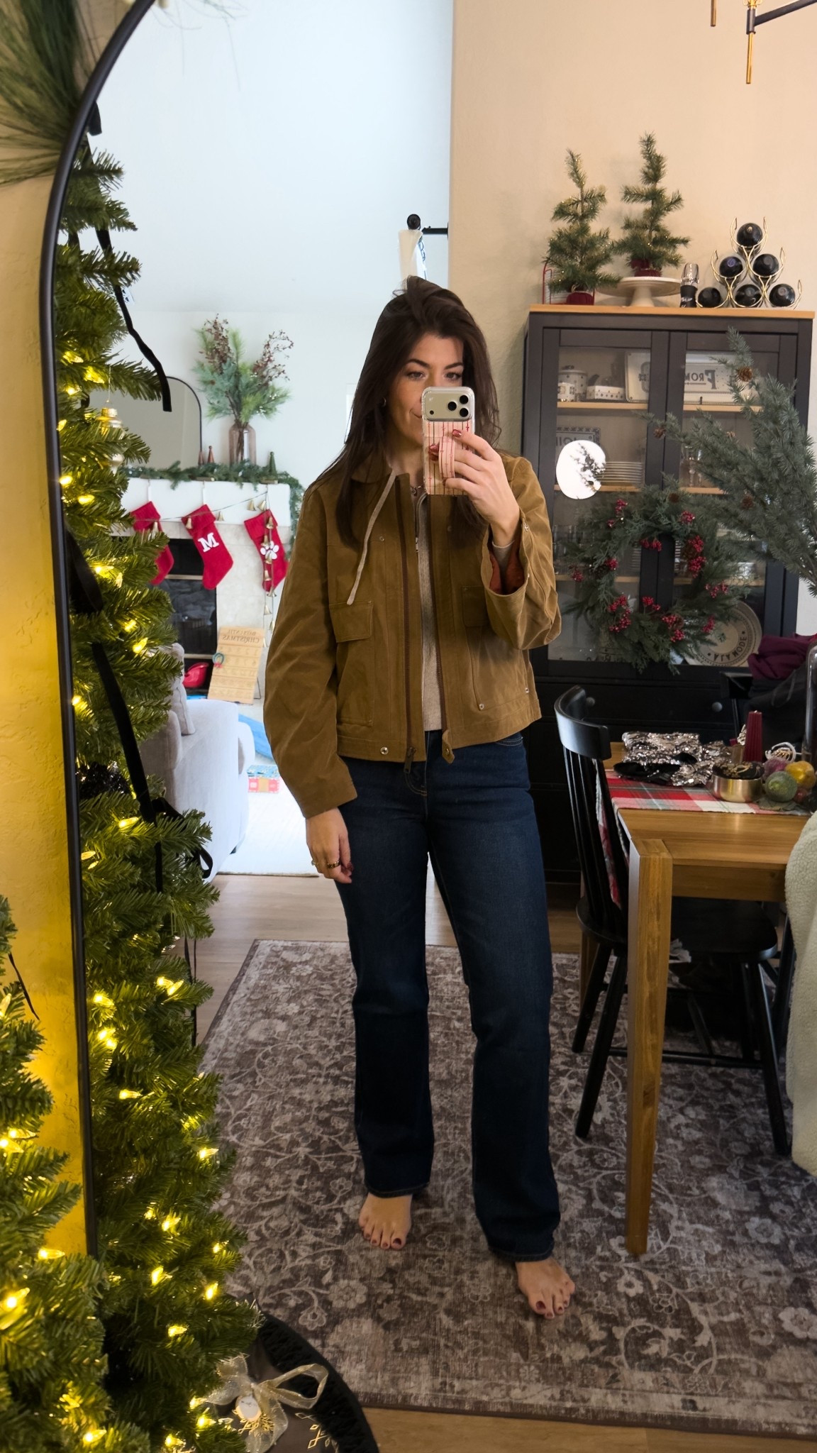 Knit hoodie- medium
Faux suede jacket/ small )size down!!)
8 regular straight boot jeans 

#LTKSaleAlert #LTKOver40 #LTKFindsUnder50