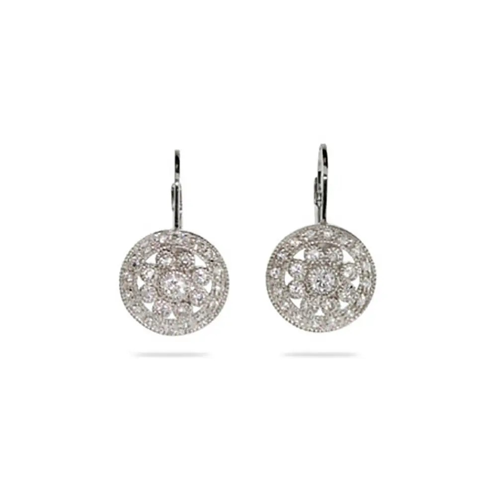 Vintage Style Round Drop CZ Leverback Earrings | Eve's Addiction