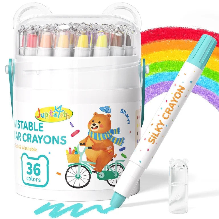 Jupitearth 36Ct Non-Toxic Washable,Silky Crayons for toddlers1-3,Kids 4-8,Back to School Art Supp... | Walmart (US)