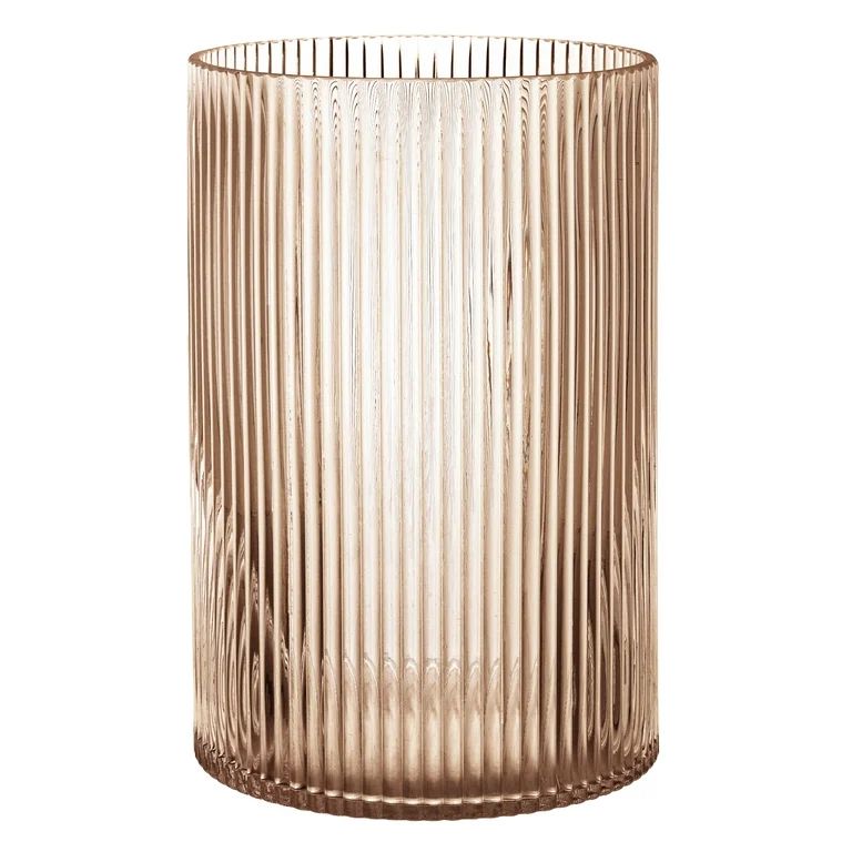 Better Homes & Gardens 8" Amber Glass Ribbed Candle Hurricane, Large - Walmart.com | Walmart (US)