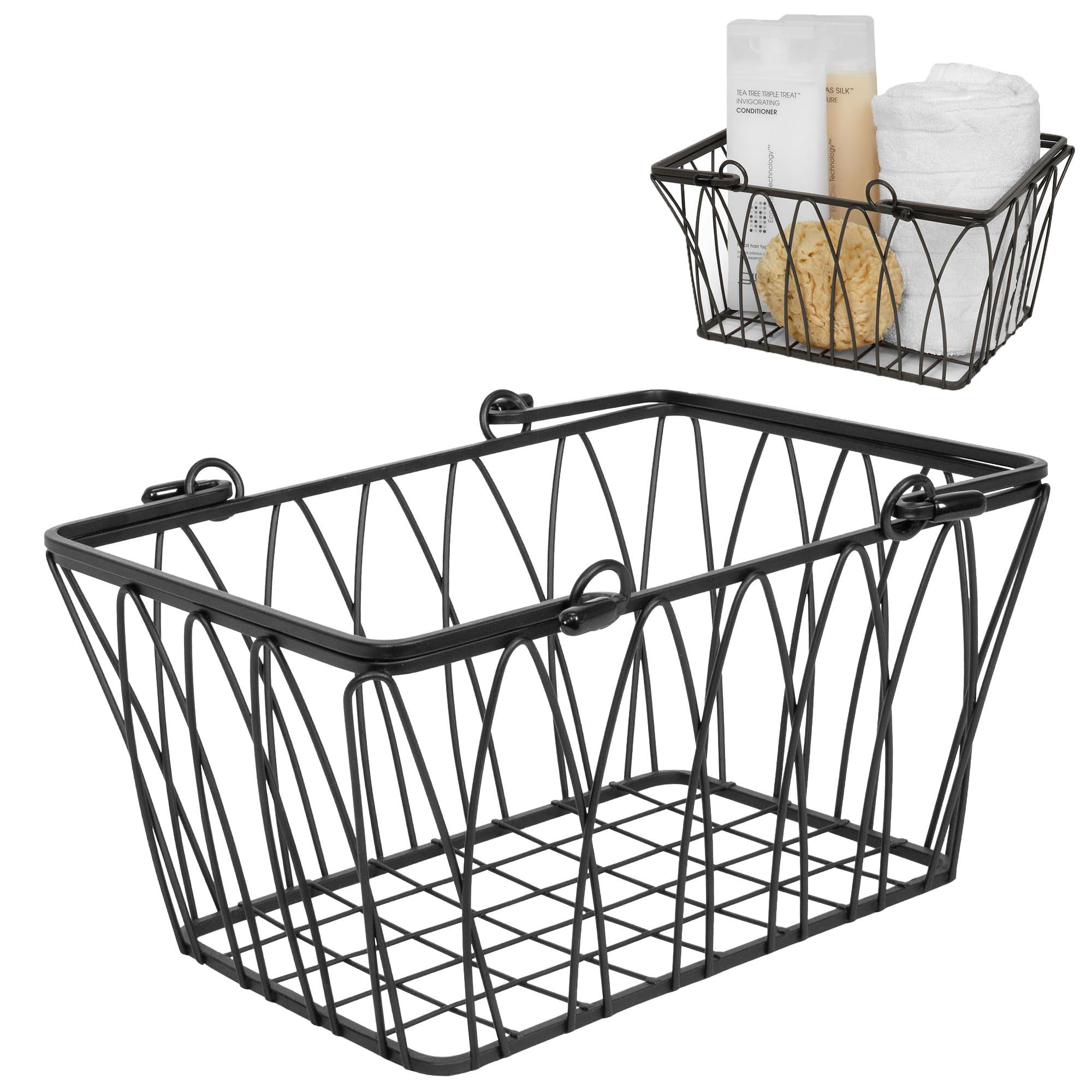 Spectrum Twist Wire Basket for Organizing (Small, Black) - Sturdy Farmhouse Pantry Basket Storage... | Amazon (US)