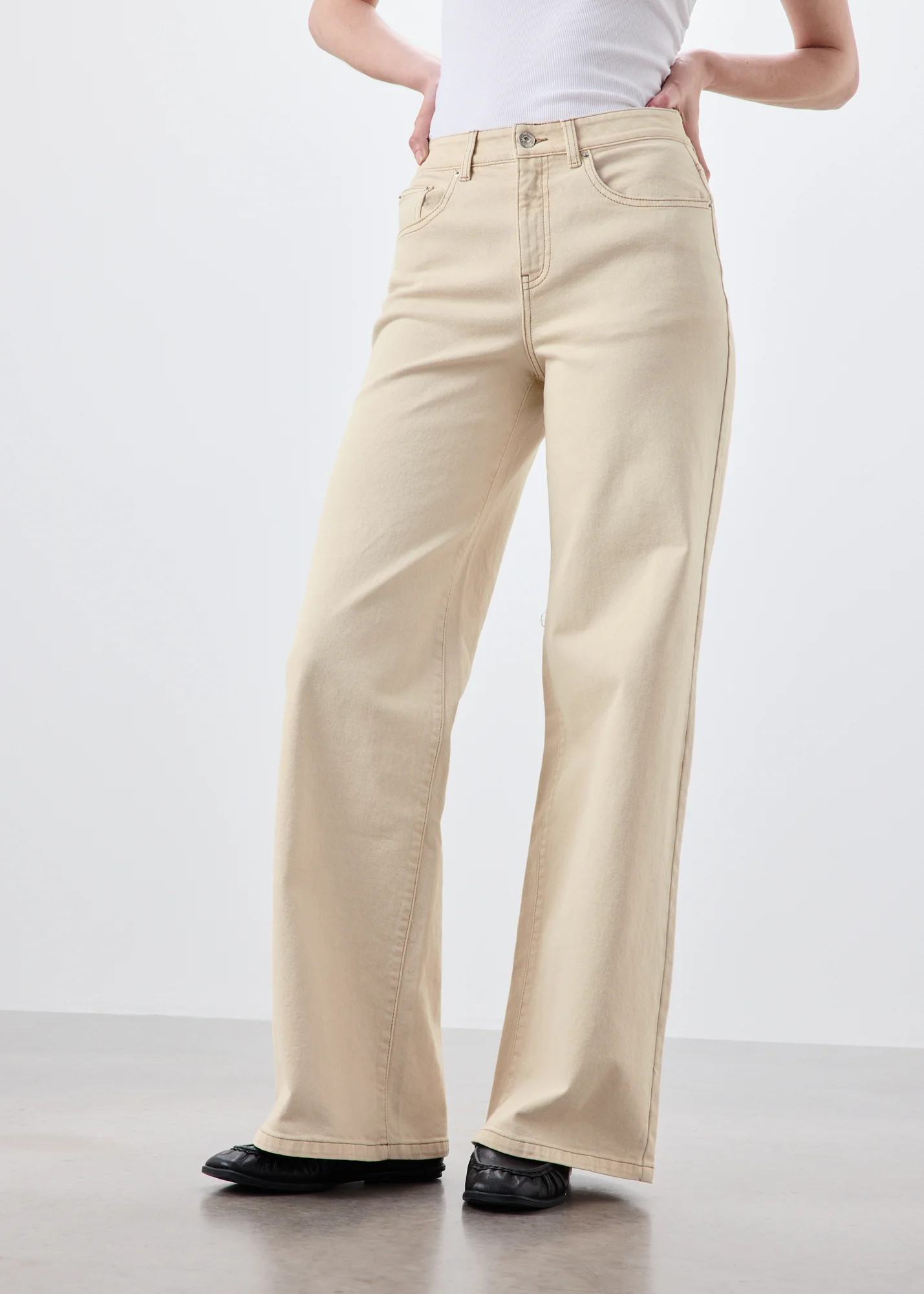 Ecru Stretch Wide Leg Jeans | Matalan (UK)