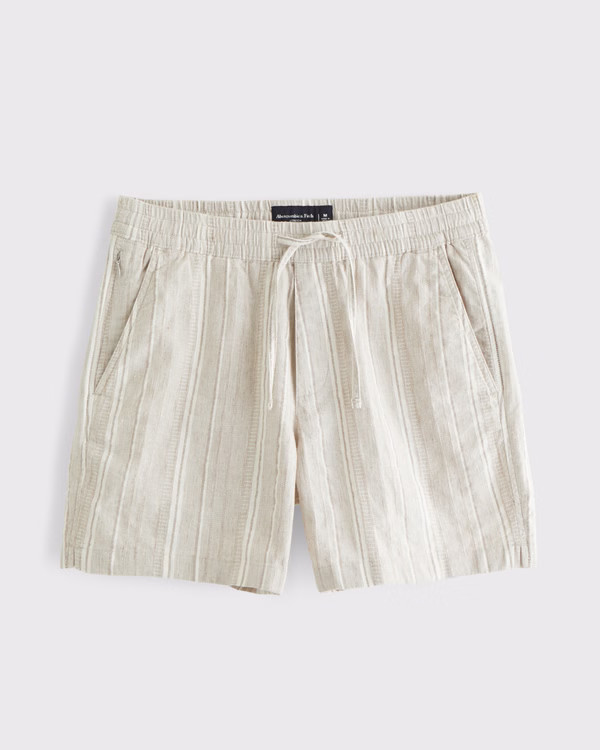 Men's Linen-Blend Pull-On Short | Men's Bottoms | Abercrombie.com | Abercrombie & Fitch (US)