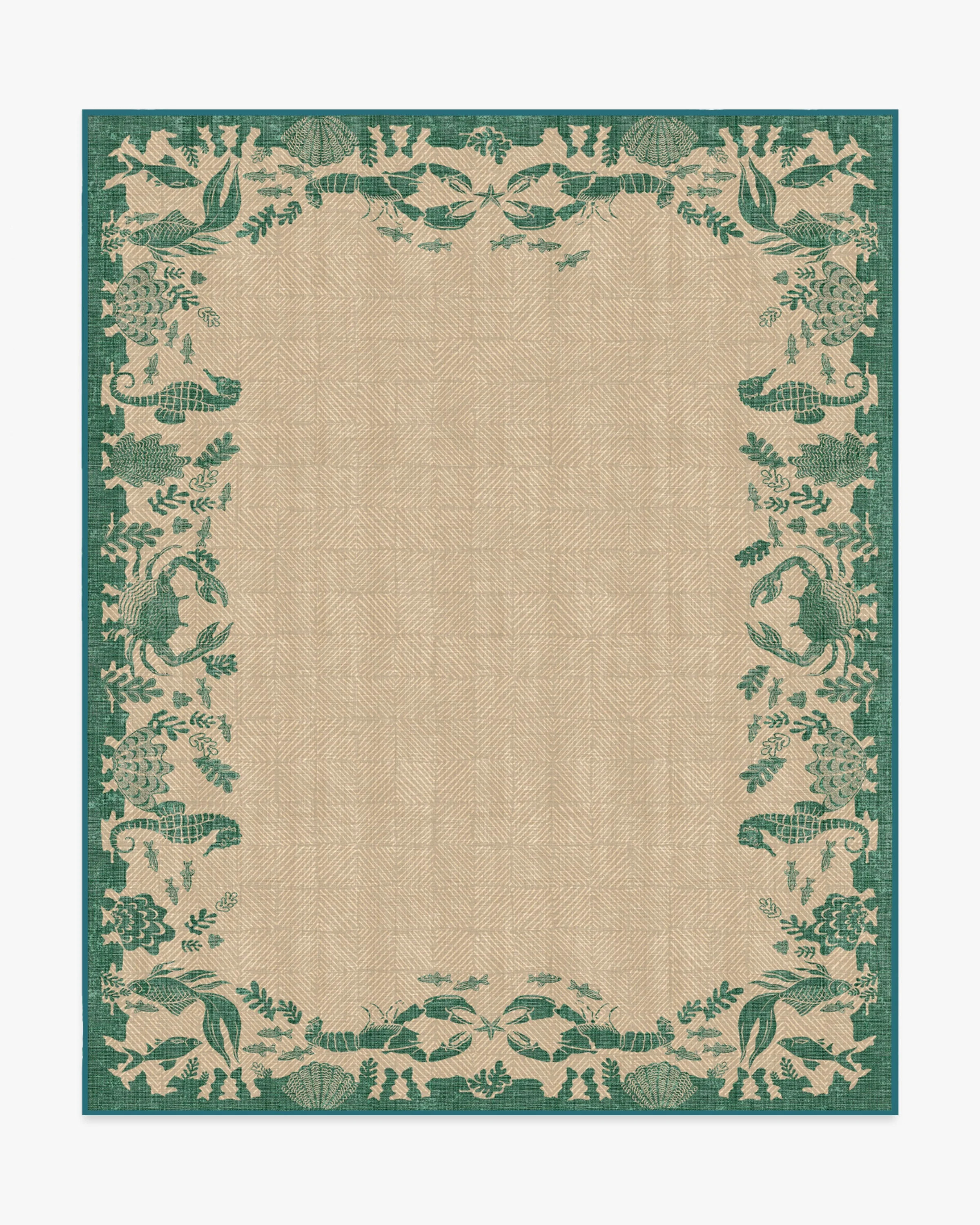 Outdoor Ionia Emerald & Tan Rug | Ruggable US | Ruggable