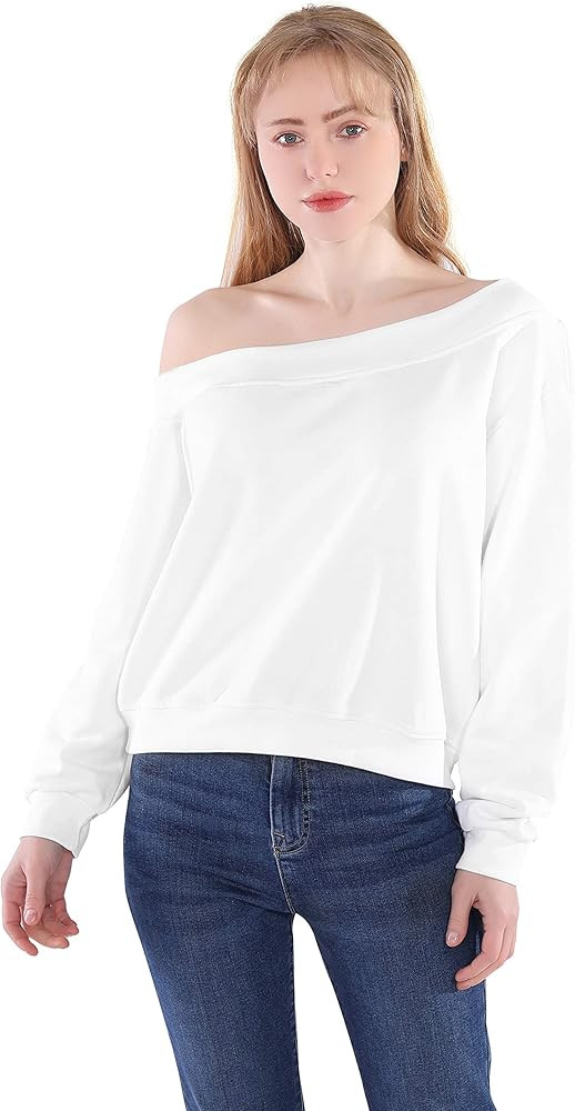 Off The Shoulder Cropped Sweatshirts Women Aesthetic Vintage Cotton Cute One Shoulder Crop Sweate... | Amazon (US)