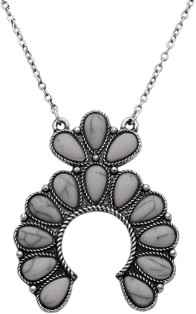 Rosemarie & Jubalee Women's Petite Western Style Semi Precious Howlite Stone Squash Blossom Penda... | Amazon (US)