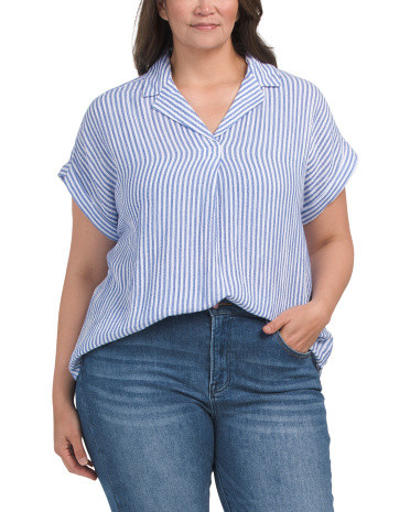 Plus Gauze Striped Shirt | TJ Maxx