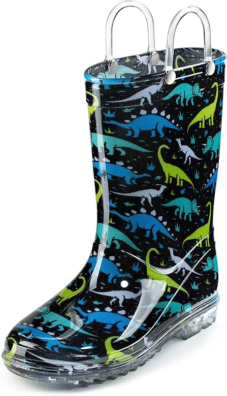 Toddler and Kids Rain Boots with Easy On Handles - Boys and Girls Colors and Designs – by Puddl... | Amazon (US)