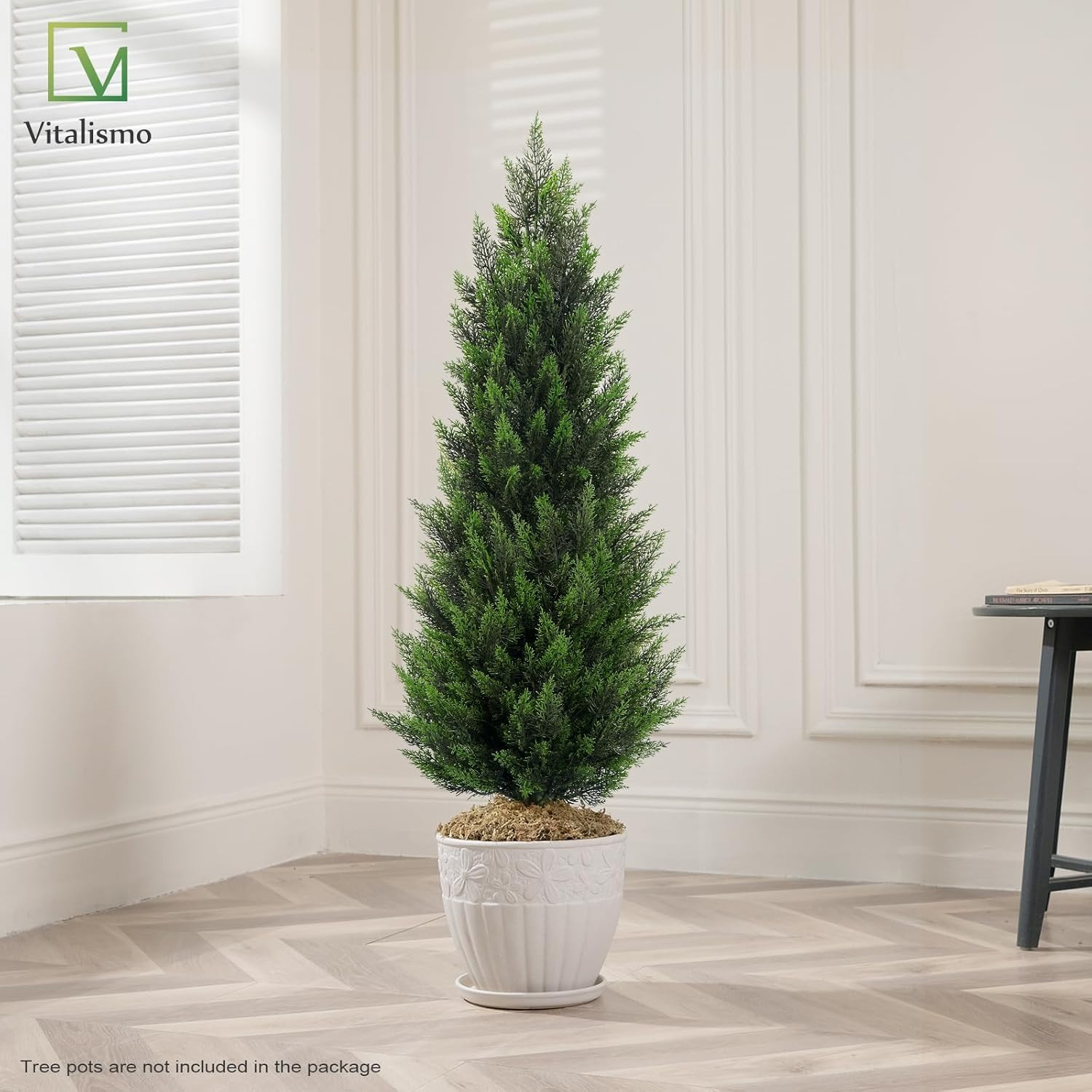 Artificial Topiary Cedar Trees 4FT Tall 2 Set, Outdoor Indoor Faux Pine Shrubs Plants, Realistic ... | Amazon (US)