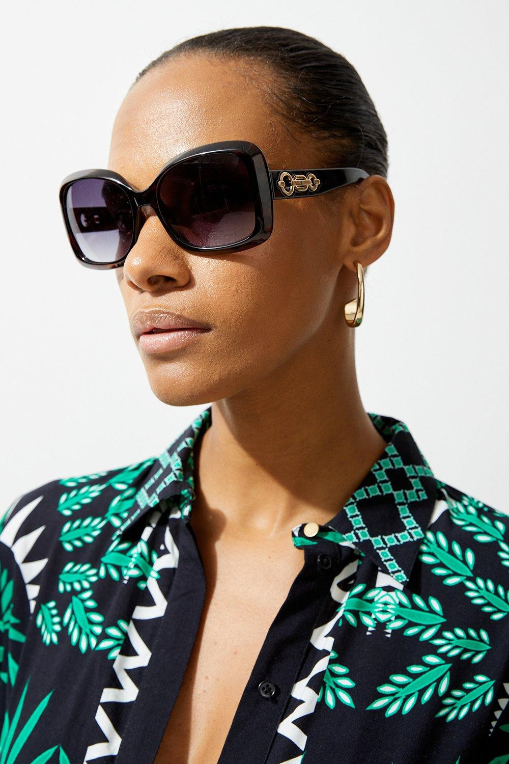 Tortoise Shell Gold Detail Sunglasses | Karen Millen | Karen Millen UK + IE + DE + NL