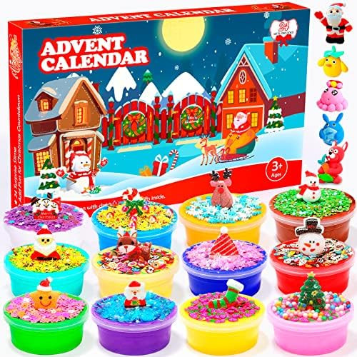 DIY Slime Advent Calendar 2022, 24 Days Surprises Christmas Countdown Calendar for Kids DIY Fluff... | Amazon (US)