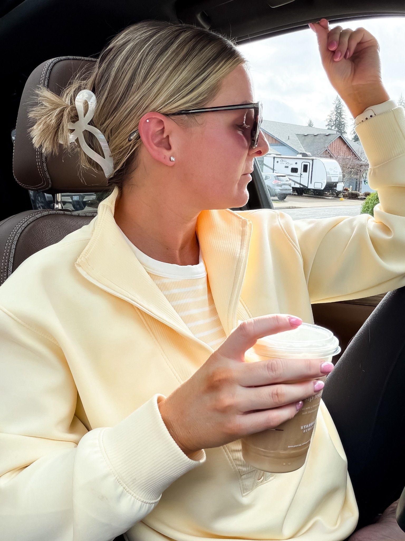 Coffee runs after my morning sweat sesh are my absolute favorite. I even got compliments on my butter yellow activewear set when I was going through the drive thru. 🤩 

Wearing a medium tank & small sweatshirt  

#LTKActive #LTKOver40 #LTKselfcare