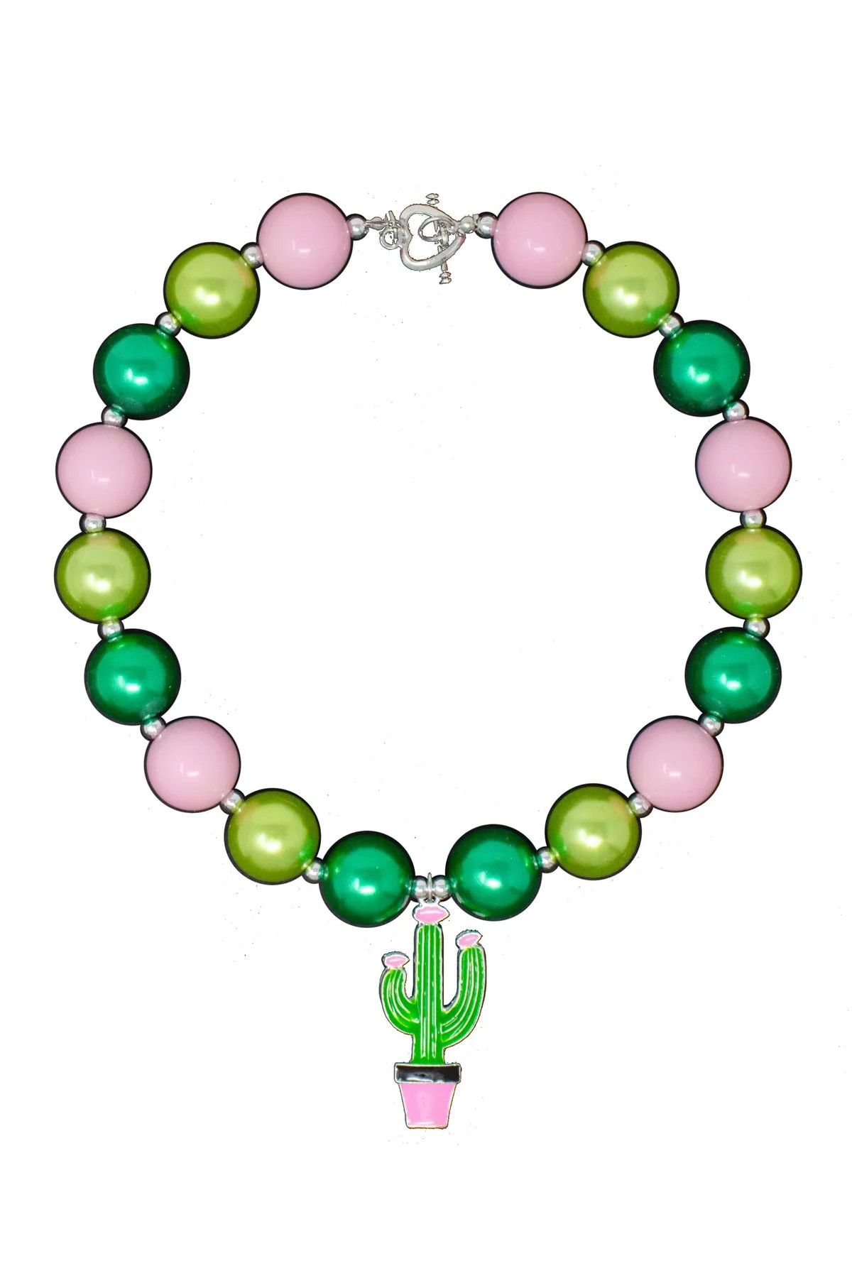 Green & Pink Cactus Bubblegum Necklace | Sparkle In Pink