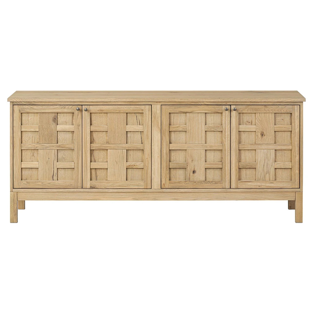 Constance Rustic Lodge Brown Oak Media Console - 66" | Kathy Kuo Home