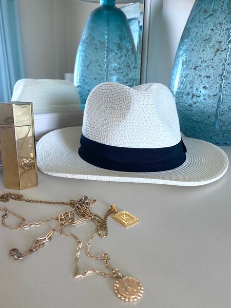 On my dresser. A packable straw beach hat, my favorite fragrance, and gold initial necklaces for layering. 
kimbentley, summer outfit accessories, bedroom, Baccarat Rouge, Amazon, 

#LTKtravel #LTKswim #LTKSeasonal