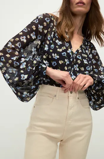 Alec Floral Silk Chiffon Button-Up Shirt | Nordstrom