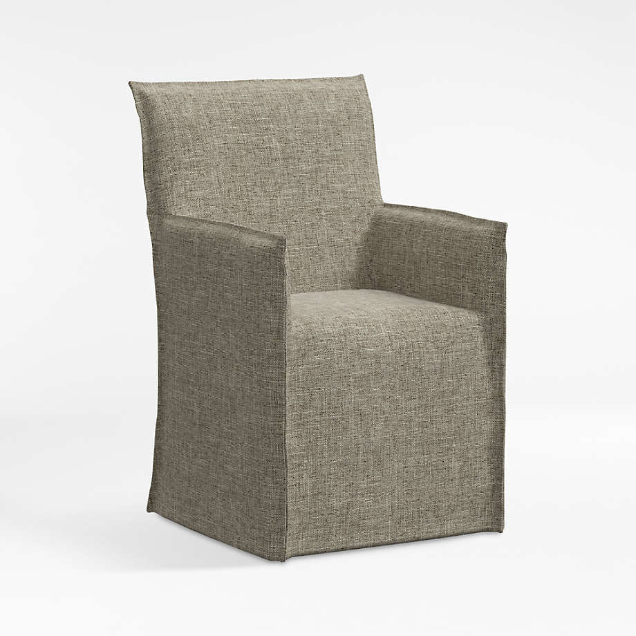 Addison Flax Linen Dining Arm Chair with Flange | Crate & Barrel