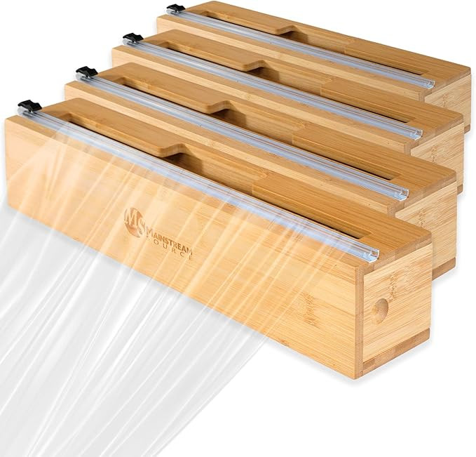 Mainstream Source® Bamboo Wrap Dispensers – Foil and Plastic Wrap Organizer Set with Extended ... | Amazon (US)