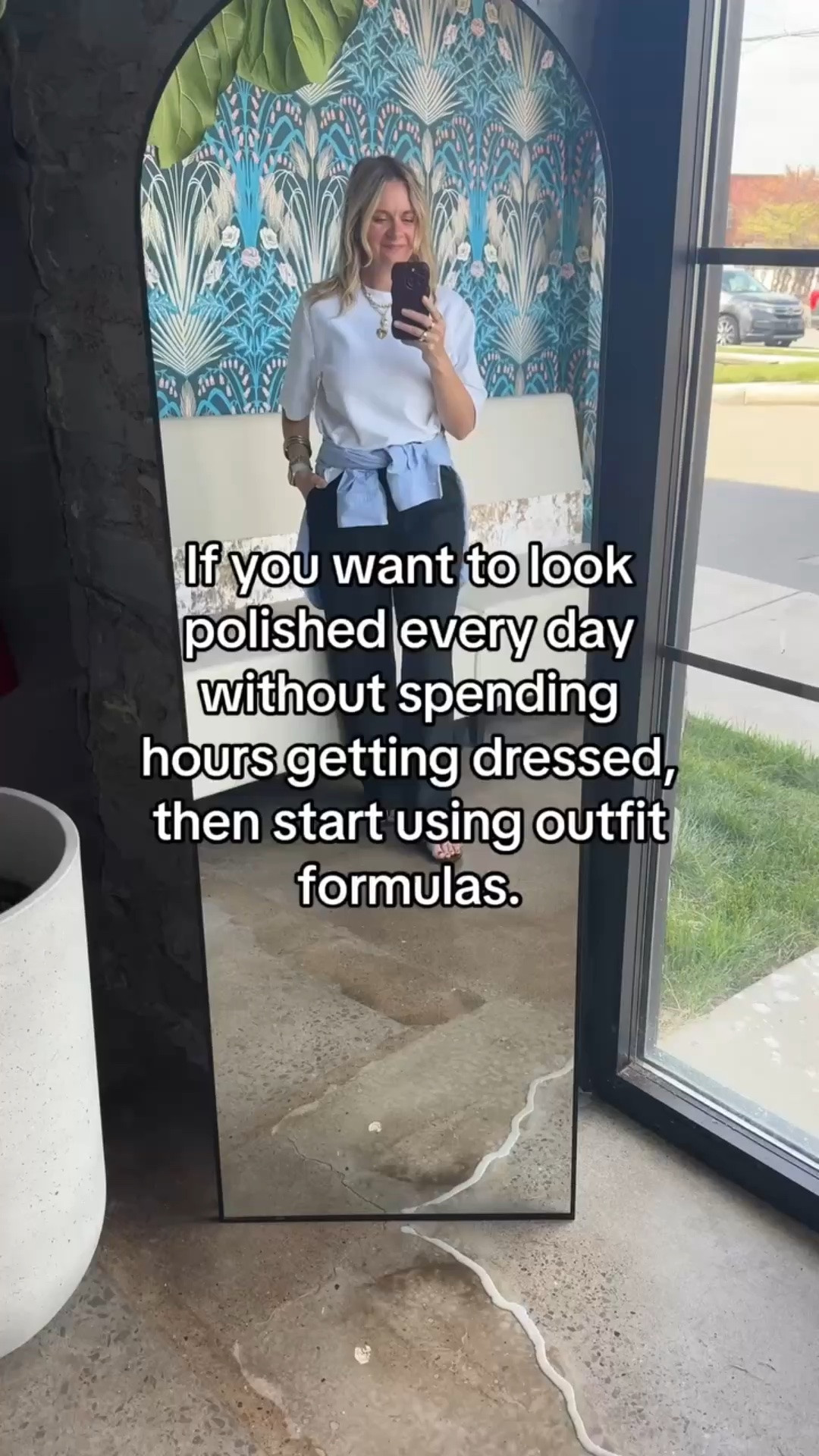 An outfit formula is a proven combination you repeat with different pieces. 

Examples: 
• Jeans + fitted top + blazer + loafers 
• Wide-leg pants + tucked tee + heels 
• Midi skirt + sweater + ankle boots 

Build 3-5 formulas that work for YOUR body and lifestyle. Then just rotate them. Same structure, different pieces. 

No more decision fatigue. No more staring at your closet. Just grab, style, go. 

✨ Follow for outfit formulas that simplify your life 
💬 Comment FORMULAS to work with us