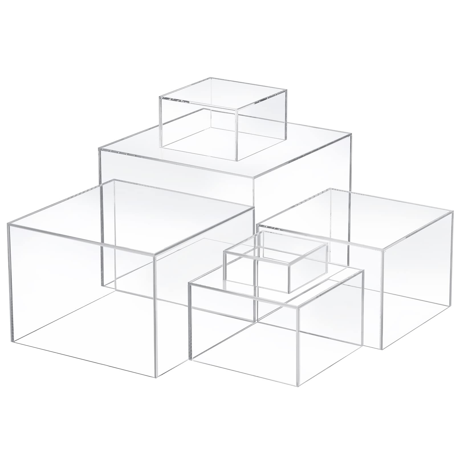 Geelin 6 Pack Acrylic Risers for Display Acrylic Cube Boxes Risers Display Stands with Hollow Bot... | Amazon (US)