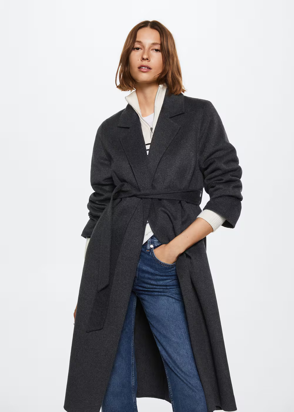Belt handmade coat -  Women | Mango USA | MANGO (US)
