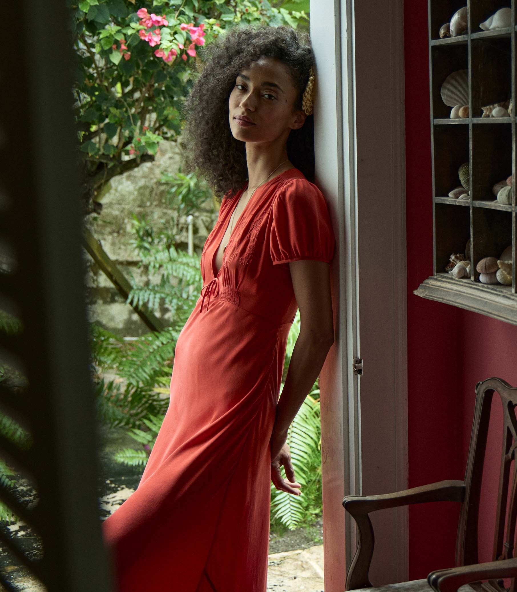 Leana Dress - Fiery Coral | DÔEN | DOEN