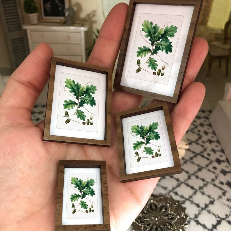 Oak Leaves Art Print 1/12 Dollhouse Vintage Botanical Illustrations Miniature Modern Decor | Etsy (US)