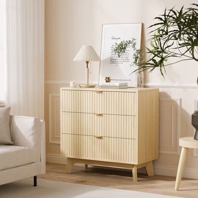3-Drawer Fluted Dresser - Modern Wood Storage Chest for Bedroom, Living Room & Closet Organization | Target