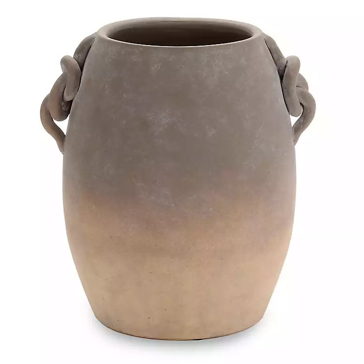 New! Brown Ombre Terracotta Vase with Braided Handles | Kirklands