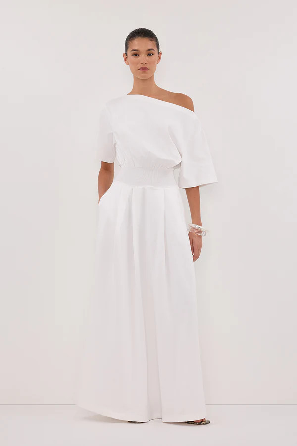ESME WHITE ASYM MAXI DRESS | DISSH