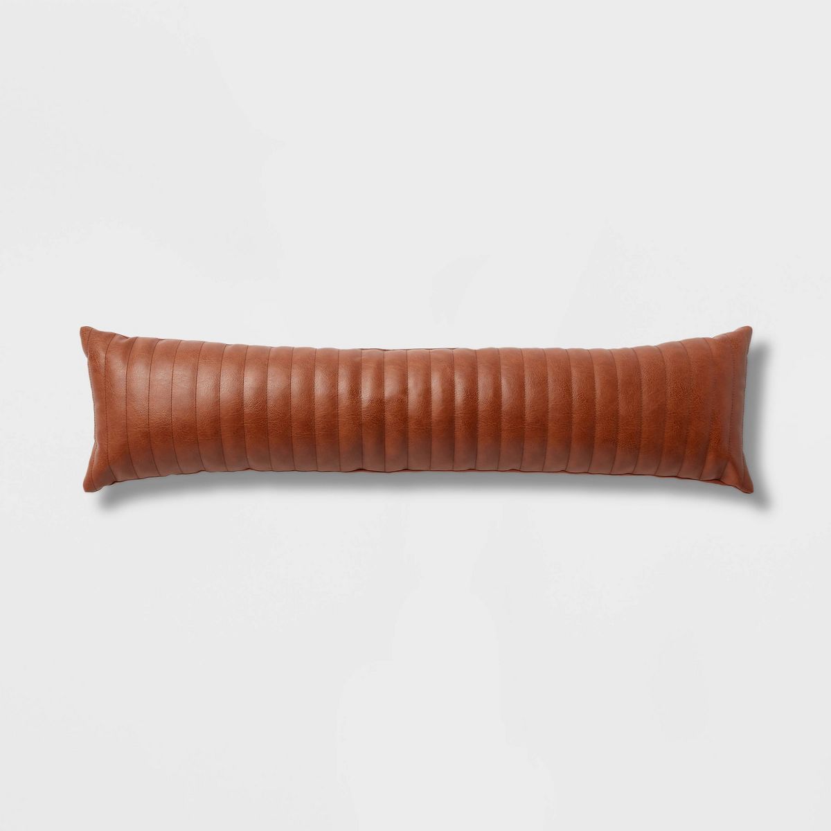 Lumbar Faux Leather Channel Stitch Decorative Throw Pillow Cognac - Threshold™ | Target