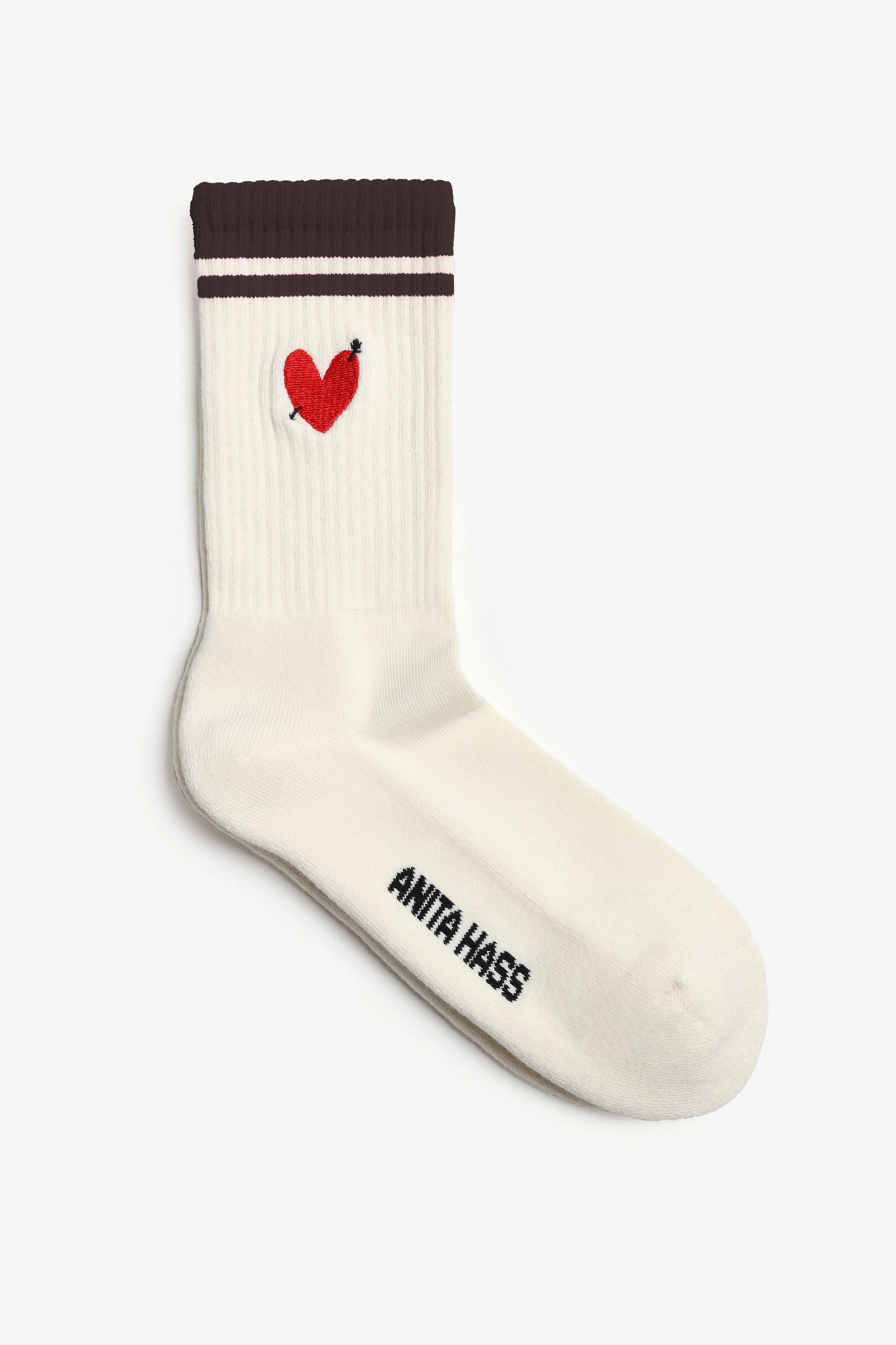 Sportsocken Heart in Off White/Braun | ANITA HASS
