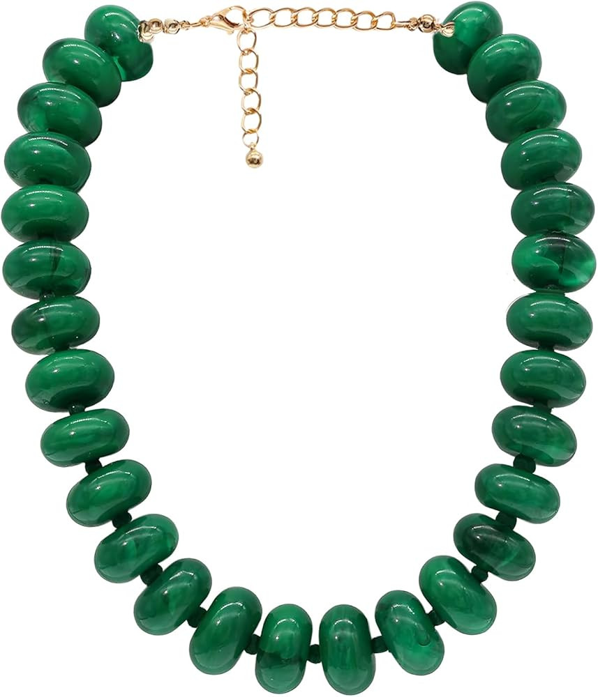 Chunky Beaded Necklace for Women Large Big Bead Choker Necklaces Trendy Boho Bold Statement Beads... | Amazon (US)