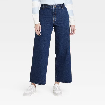 Women's High-Rise Sailor Wide Leg Ankle Jeans - Universal Thread™ Dark Wash 8 | Target