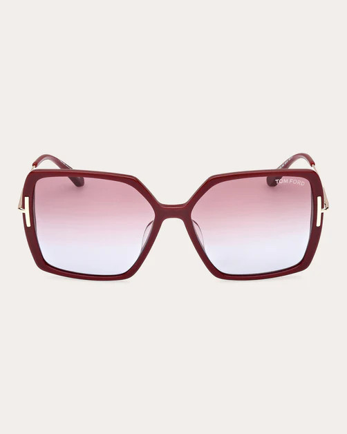 Shiny Bordeaux & Rose Gradient T-Logo Butterfly Sunglasses | Olivela