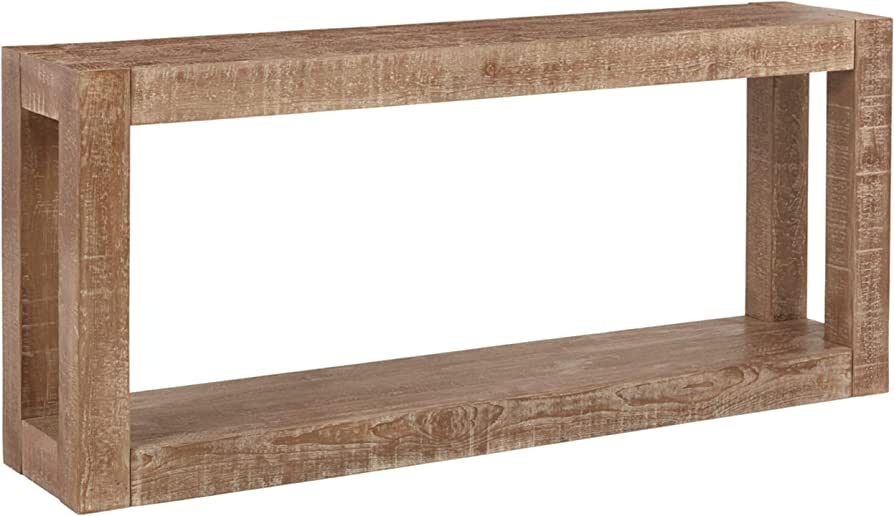 Signature Design by Ashley Waltleigh Pine Wood Modern Console Sofa Table, Distressed Brown | Amazon (US)