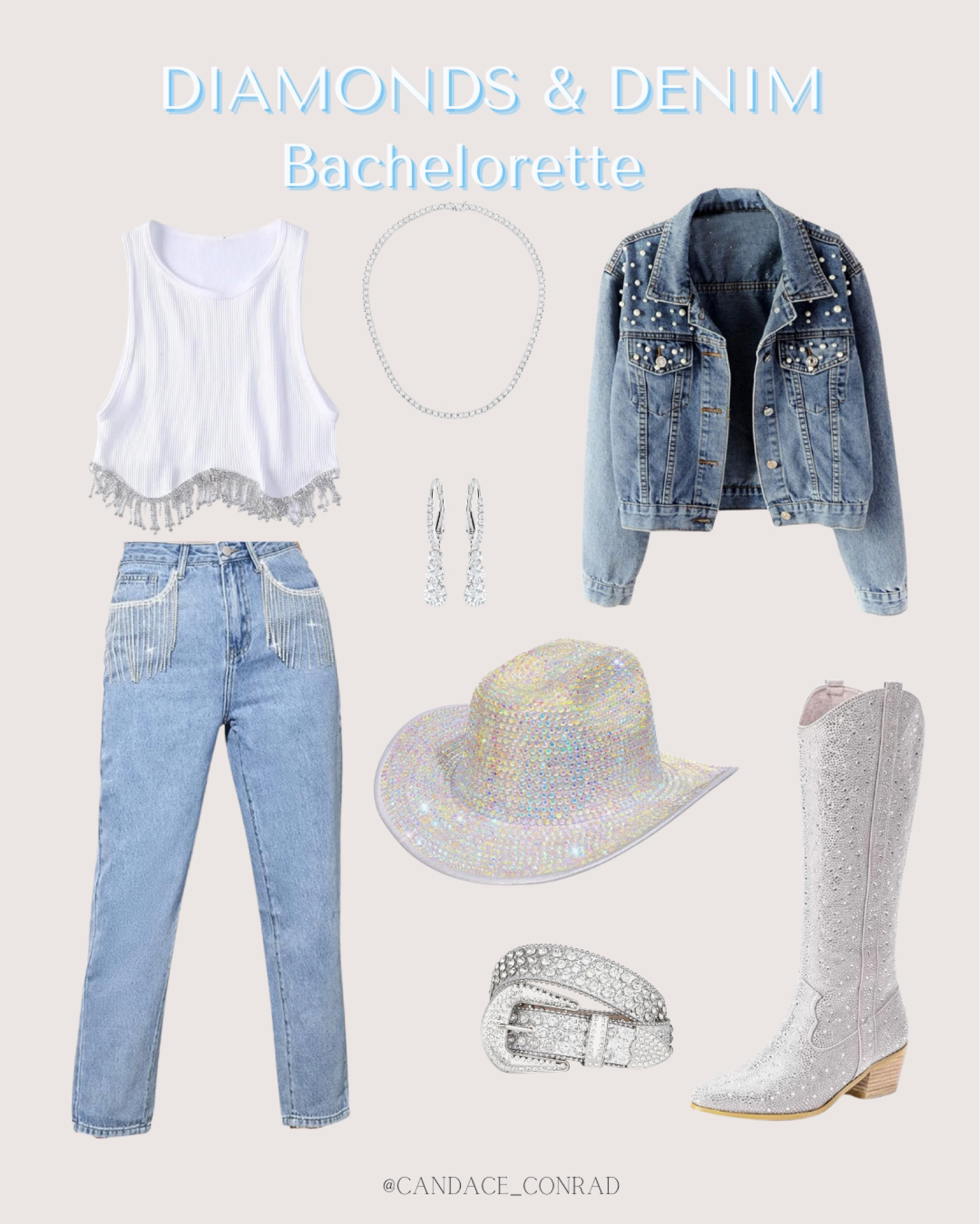 Denim & Diamonds Bachelorette outfit   

#LTKfindsunder50 #LTKSeasonal #LTKfindsunder100