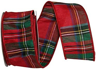 Reliant Ribbon Alford Plaid Wired Edge Ribbon, 2-1/2 Inch X 10 Yards, Red | Amazon (US)