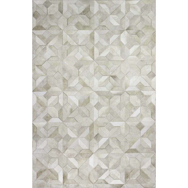 Santa Fe Cowhide Leather Geometric Area Rug in Camel | Wayfair North America
