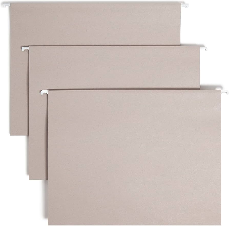 Smead TUFF Hanging File Folder with Easy Slide Tab, 1/3-Cut Sliding Tab, Letter Size, Steel Gray,... | Amazon (US)