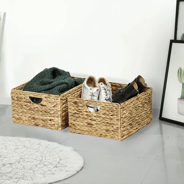 Seville Classics 13 in. x 8 in. Woven Hyacinth Storage Basket (2-Pack)-WEB168 | Walmart (US)