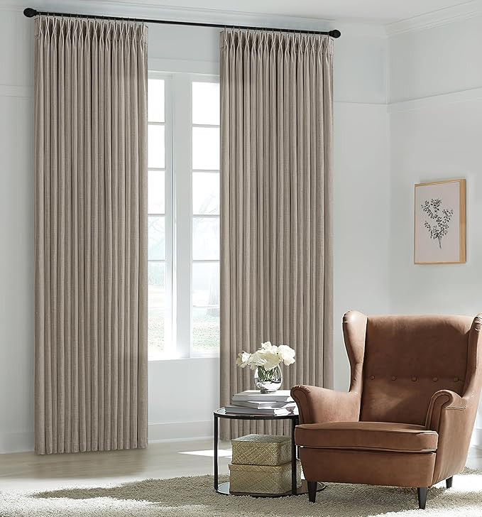 Tan Brown Extra Long Burlap Semi Sheer Curtains 120 Inches Long for Living Room Bedroom Farmhouse... | Amazon (US)