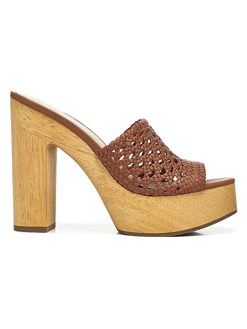 Guadalupe Woven Leather Wooden-Heel Mules | Saks Fifth Avenue