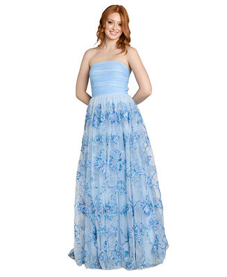Juniors' Strapless Butterfly Soutache Ball-Gown | Macy's