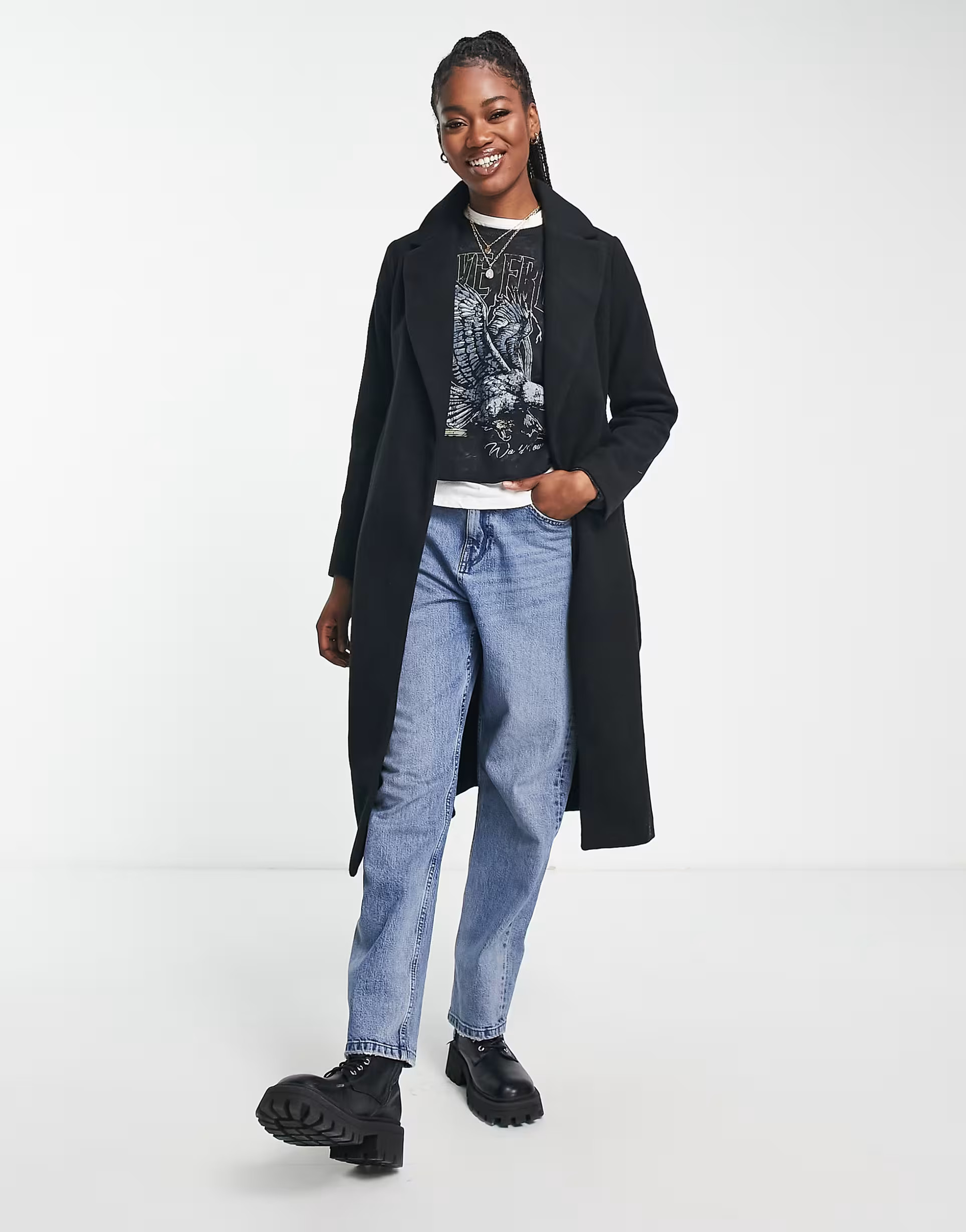 New Look belted formal coat in black | ASOS (Global)