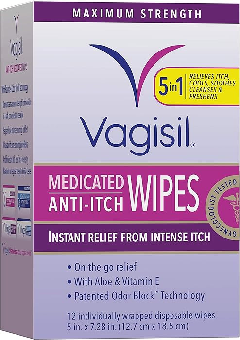 Vagisil Anti-Itch Medicated Feminine Intimate Wipes for Women, Maximum Strength, Gynecologist Tes... | Amazon (US)